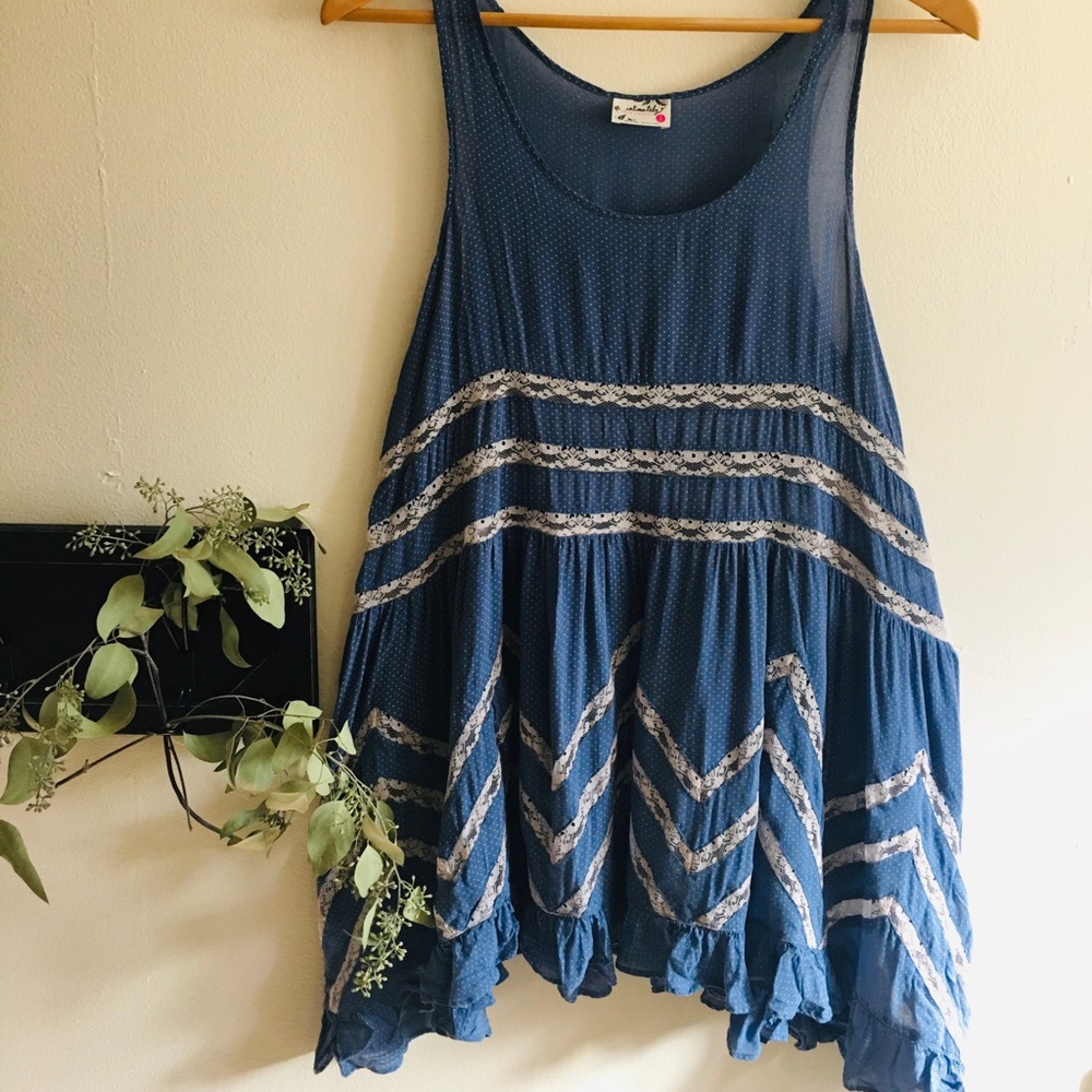 Free People Voile and Lace Trapeze Slip